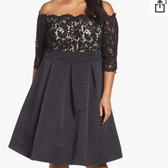 Eliza J Lace Bodice Off the Shoulder Dress
